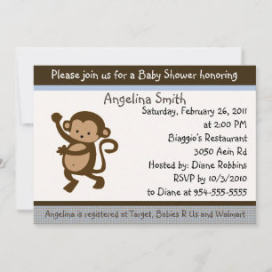 Dancing Monkey Baby Shower-inbjudan Inbjudningar