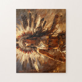 Dancing Native American Woman in Headdress Pussel