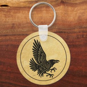 Dancing Norse Raven Nyckelring