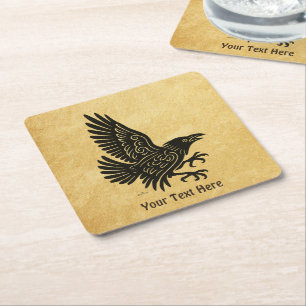 Dancing Norse Raven Underlägg Papper Kvadrat