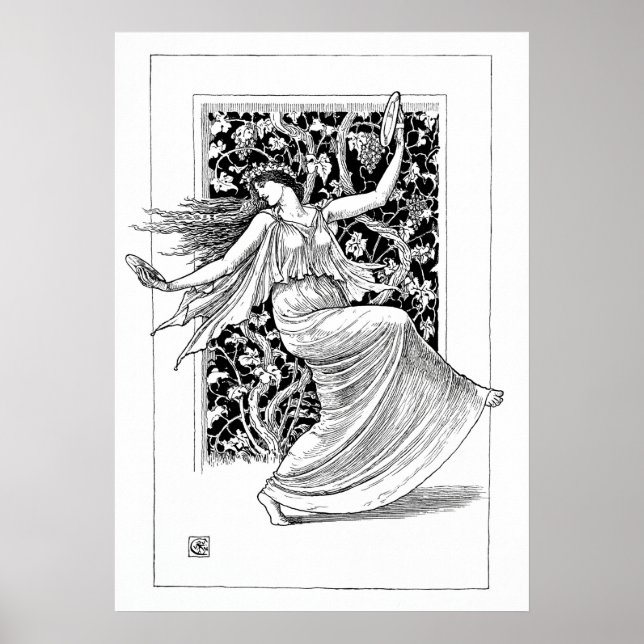 Dancing Nymph - Black and White Vintage Art Poster (Framsidan)