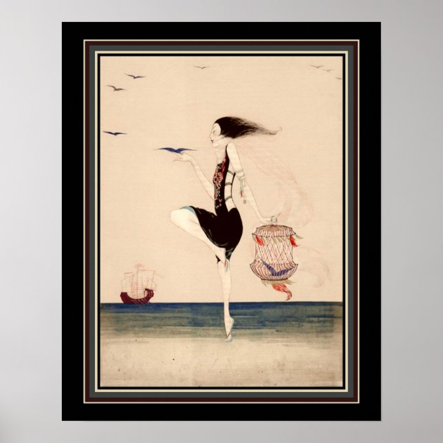 "Dancing on the Shore" ca. 1916 Poster (Framsidan)