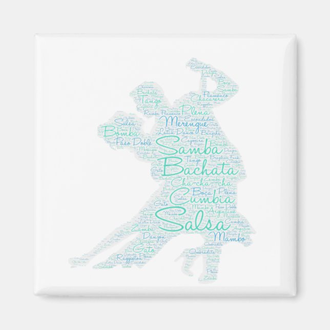 Dancing Ord Art Couple Bachata Salsa Magnet (Framsidan)
