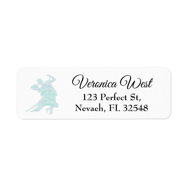 Dancing Ord Art Couple Bachata Salsa Returadress Etikett (Framsidan)