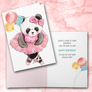 Dancing Panda Bear med Bubons Birthday Helgkort