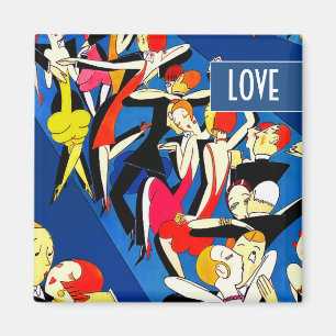 Dancing Par Art Deco Valentines Day Gift Magnet