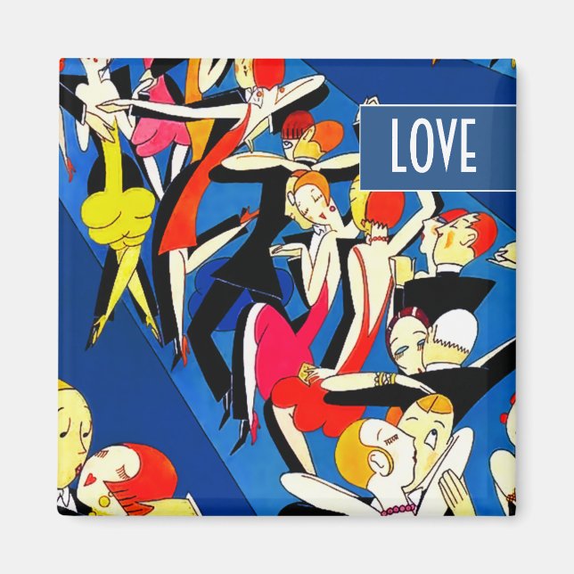 Dancing Par Art Deco Valentines Day Gift Magnet (Framsidan)