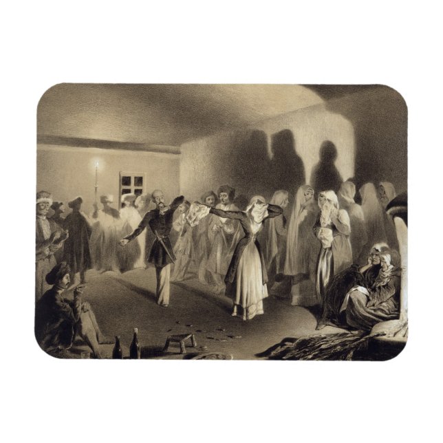Dancing Party vid Kagha-Choura, Dagestan, plate 55 Magnet (Horisontell)