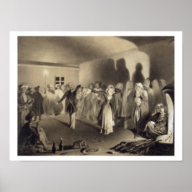 Dancing Party vid Kagha-Choura, Dagestan, plate 55 Poster (Framsidan)