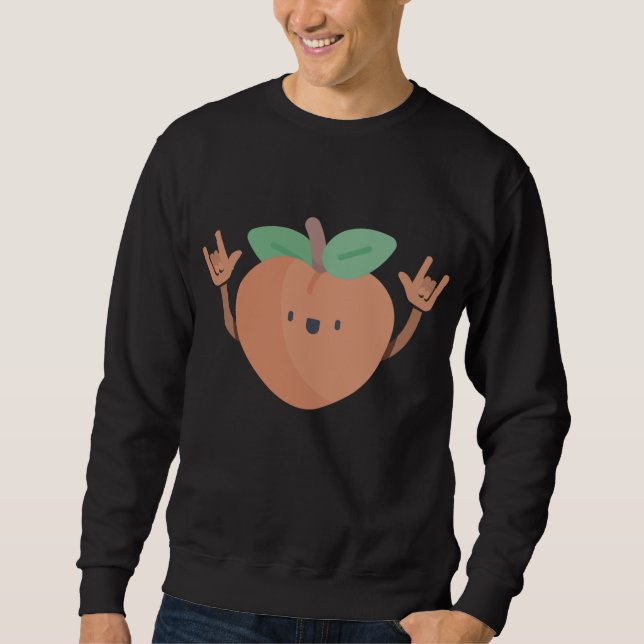Dancing Peach Funny Summer Fruit Älskare Dance Veg Lång Ärmad Tröja (Framsida)