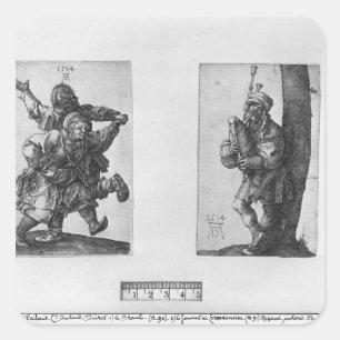 Dancing Peasants and a Bagpipe Player, 1514 Fyrkantigt Klistermärke