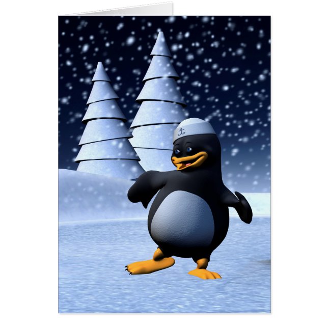 Dancing Penguin Hälsningskort (Framsidan)