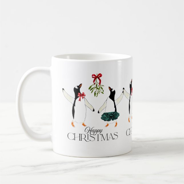 Dancing Penguins jul Kaffemugg (Vänster)