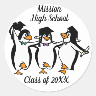 Dancing Penguins Studenten Runt Klistermärke