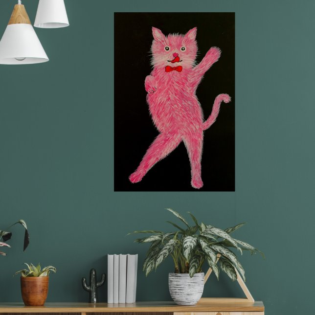 Dancing Pink Cat Poster (Vardagsrum 1)