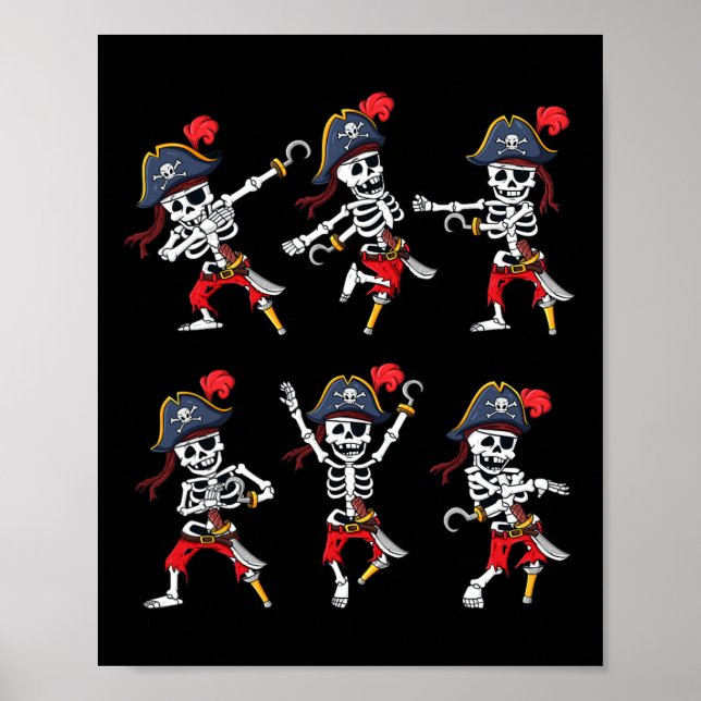 Dancing Pirat Skeletons Dance Challenge Boys Kids Poster (Framsidan)