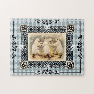 Dancing Polar Bears Blue Harlequin Jigszle Puzzle Pussel