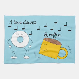 Dancing Powed Donut & Coffee Mugg: Kökshandduk