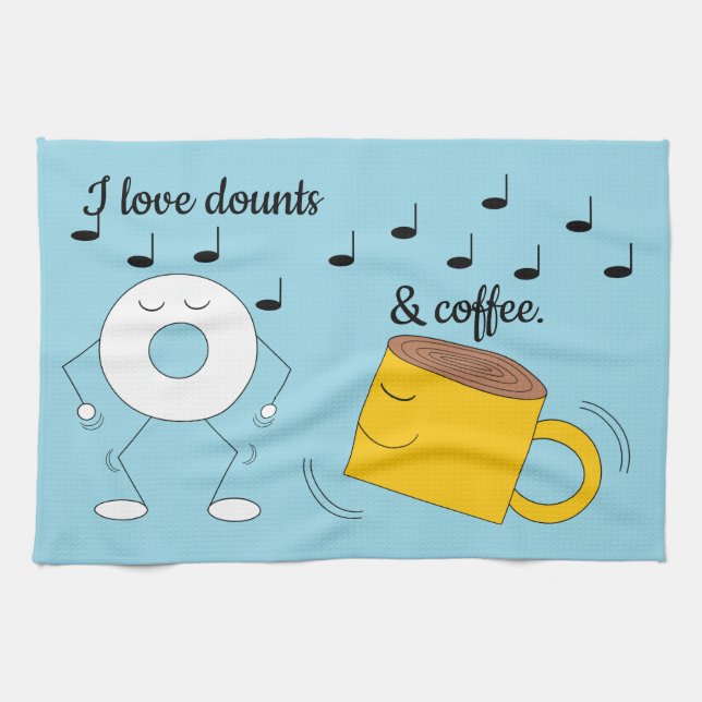Dancing Powed Donut & Coffee Mugg: Kökshandduk (Horisontell)