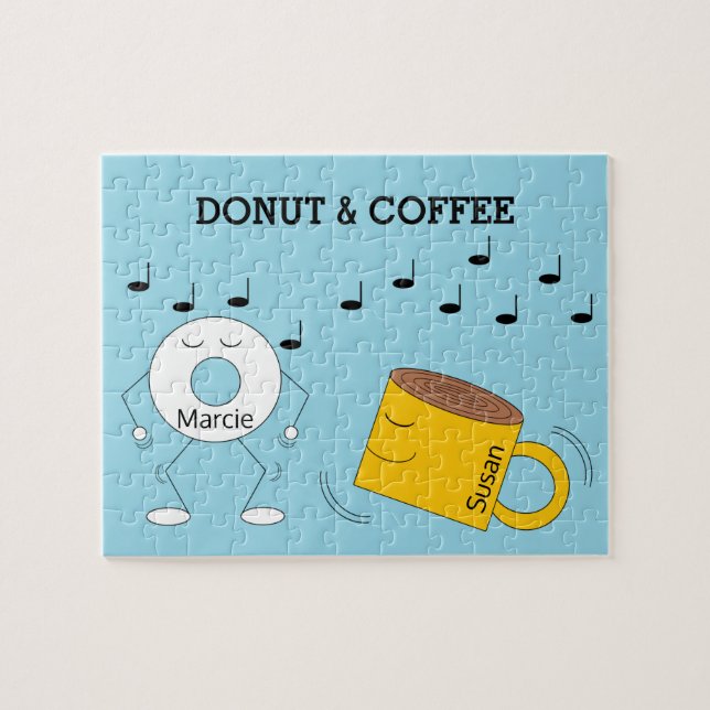 Dancing Powed Donut & Coffee Mugg: Pussel (Horisontell)