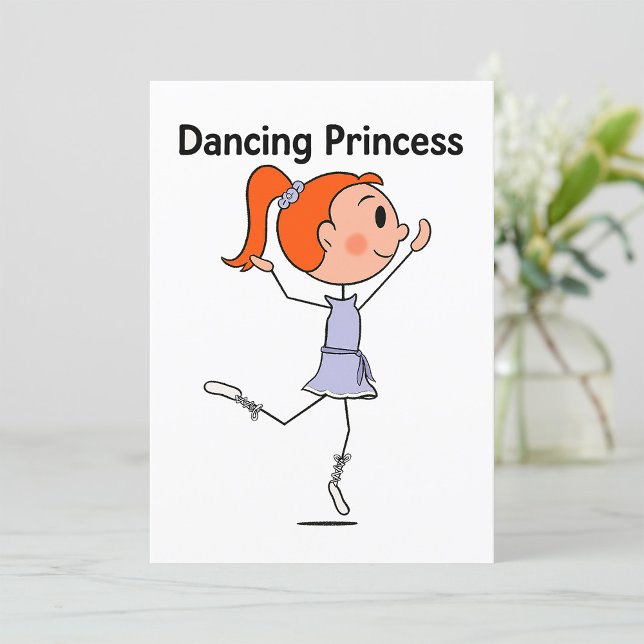 Dancing Princess Cute Ballerina Stick figur Inbjudningar (Skapare uppladdad)