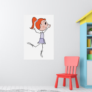 Dancing Princess Cute Ballerina Stick figur Poster