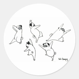 Dancing Pugs Runt Klistermärke