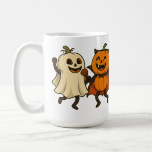 Dancing Pumpkins in Halloween Costumes - Funny Gho Kaffemugg