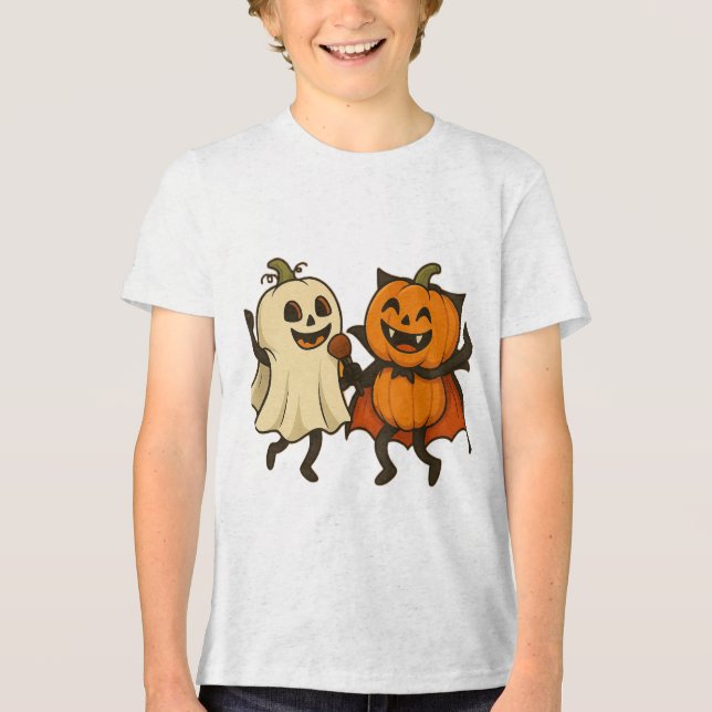 Dancing Pumpkins in Halloween Costumes - Funny Gho T Shirt (Framsida)