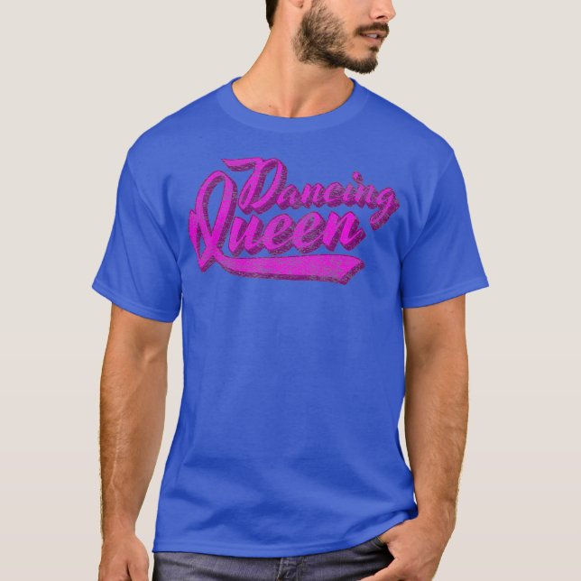 Dancing Queen 70s Disco Retro Script T Shirt (Framsida)