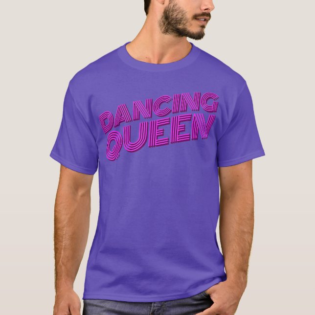 Dancing Queen 70s Disco Retro Script T Shirt (Framsida)