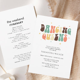 Dancing Queen Bachelorette Helg Itinerary Retro Inbjudningar