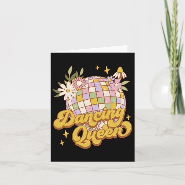 Dancing Queen Boho Disco Flower 70s 80s Kvinnor Kort (Framsida)