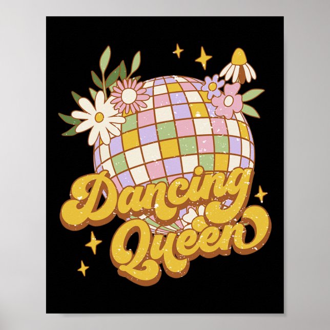 Dancing Queen Boho Disco Flower 70s 80s Kvinnor Poster (Framsidan)