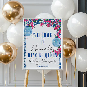 Dancing Queen bougainvillea Baby Shower Välkommen Poster