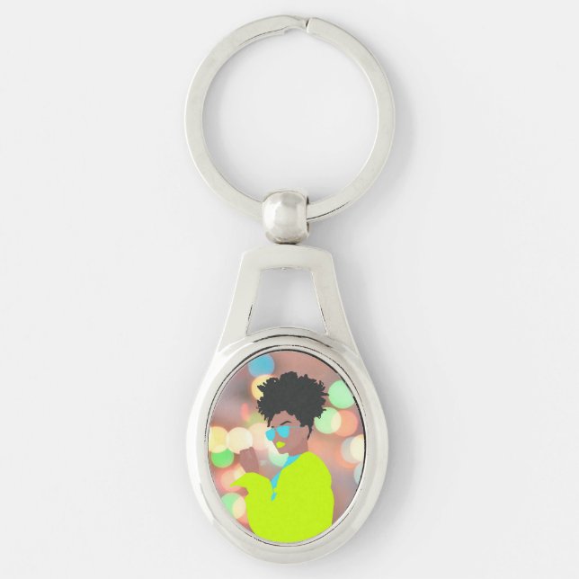 Dancing Queen. Ovalt Silverfärgad Nyckelring (Framsidan)