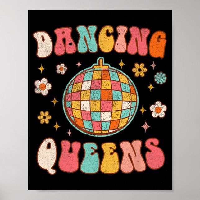 Dancing Queen Retro Bridesmaids 70's Disco Bachelo Poster (Framsidan)