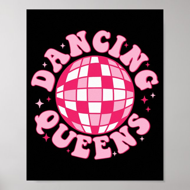 Dancing Queen Retro Brudtärnor 70’s Disco Sängkamm Poster (Framsidan)