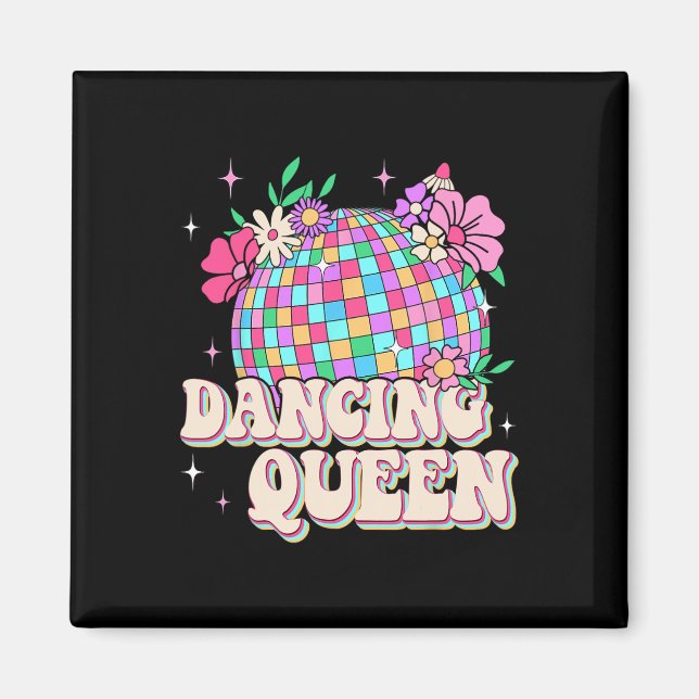 Dancing Queen Shirt Retro Dance Mamma 70-talet Magnet (Framsidan)