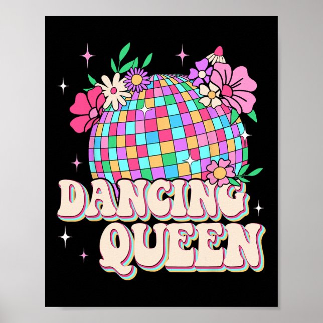Dancing Queen Shirt Retro Dance Mamma 70-talet Poster (Framsidan)