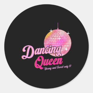 Dancing Queen Tee 17 Birthday Vintage Dancing Disk Runt Klistermärke