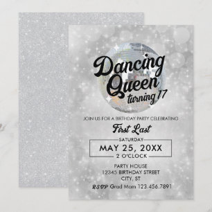 Dancing Queen Turning 17 Party bjudande in Inbjudningar