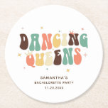 Dancing Queens Möhipparty Retro Disco Underlägg Papper Rund<br><div class="desc">Anpassade möhipparty retro Dancing Queens underlägg kan du anpassa. Perfekt matchande bröllop retro design skjorta också tillgänglig</div>
