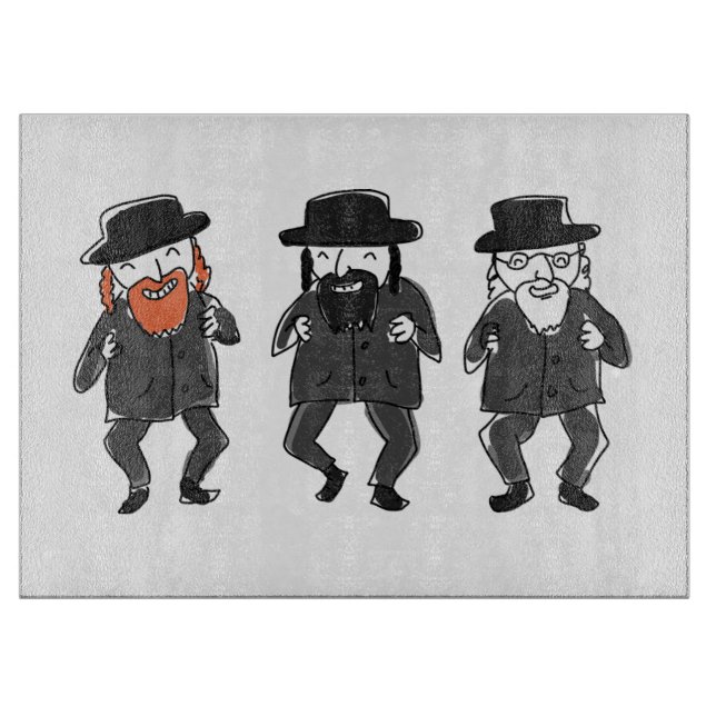 Dancing Rabbis Jewish Glass Challah Board (Framsidan)