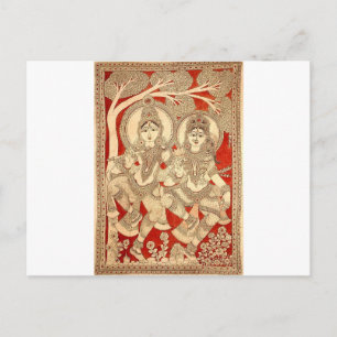 DANCING RADHA KRISHNA KALAMKARI ART OF INDIA VYKORT