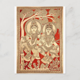 DANCING RADHA KRISHNA KALAMKARI ART OF INDIA VYKORT