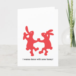 Dancing Red Bunnies Card Kort