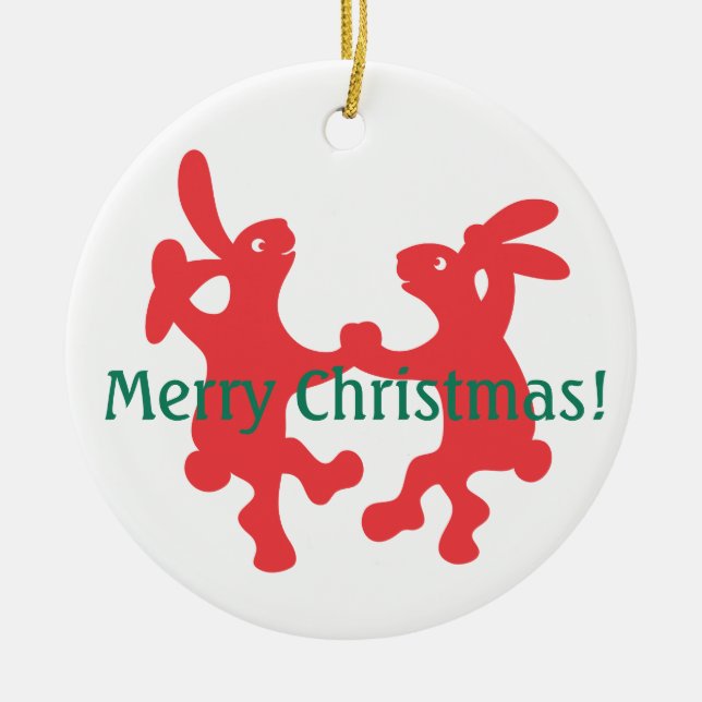 Dancing Red Bunnies jul Ornament (Framsidan)