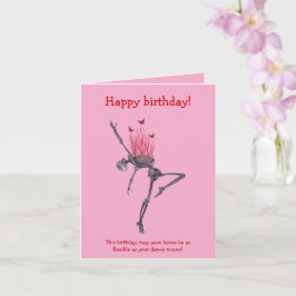 Dancing Red Flames Skeleton Funny Happy Birthday Kort