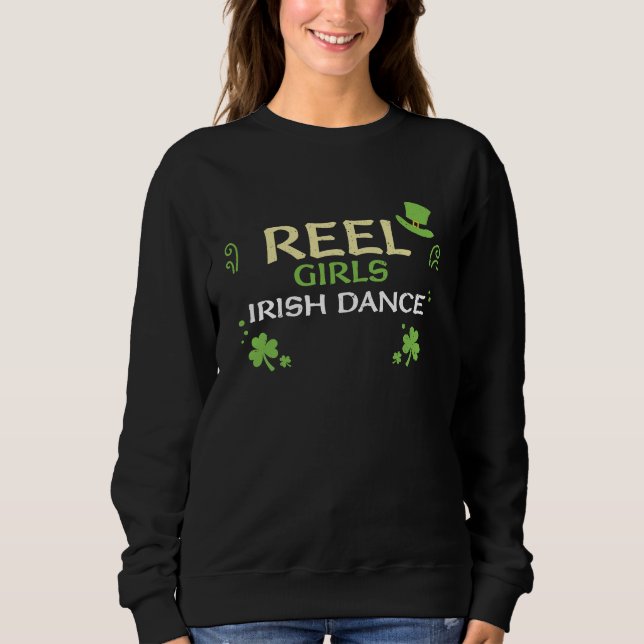 Dancing Reel Girls Irish Dance  St Patrick's Day T Shirt (Framsida)